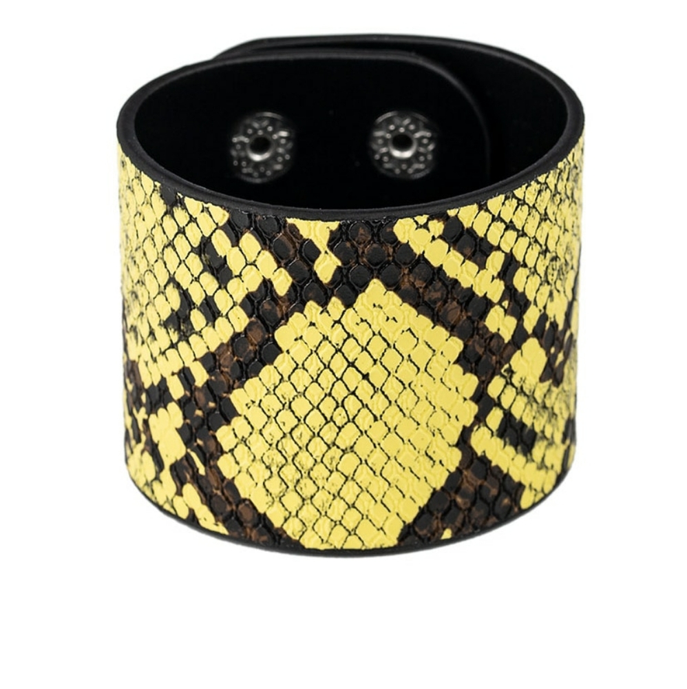 Yellow & Black Snake Print Wrap Bracelet